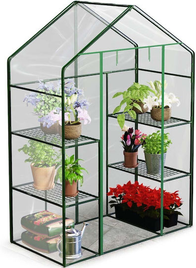 Plonos GC4922 Greenhouse House Type with Metal Frame and Shelves 1.4x0.7x1.95m