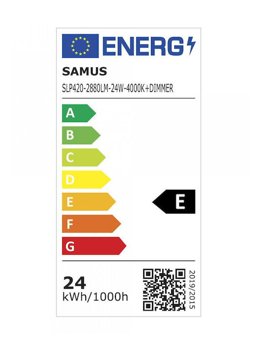 Led Ceiling Light Samus Slp420-2880lm-24w-4000k Dimmer Energy Class E Lifespan 25000h White