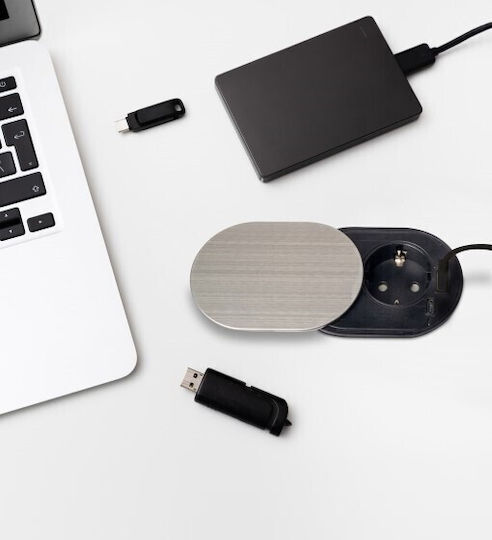 Emuca Einzeln Gemauerte Steckdose mit 2 USB-Anschlüssen und Deckel
