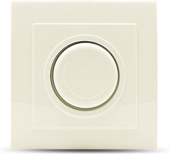 Geyer Χωνευτός Διακόπτης Dimmer με Πλαίσιο Κλασικός Περιστροφικός 600W σε Μπεζ Χρώμα