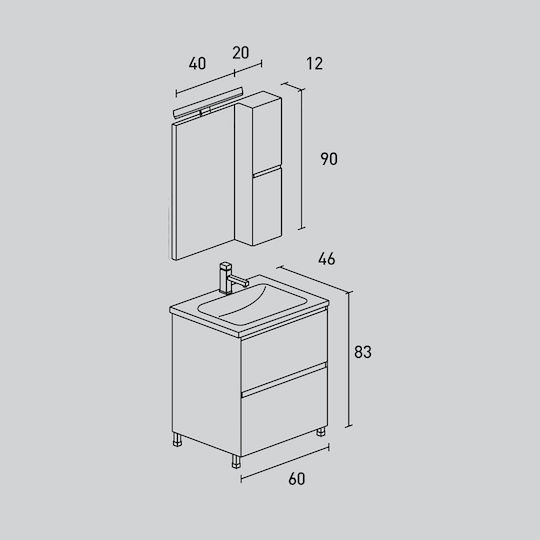Pro Bagno Waschtisch ohne Waschbecken White