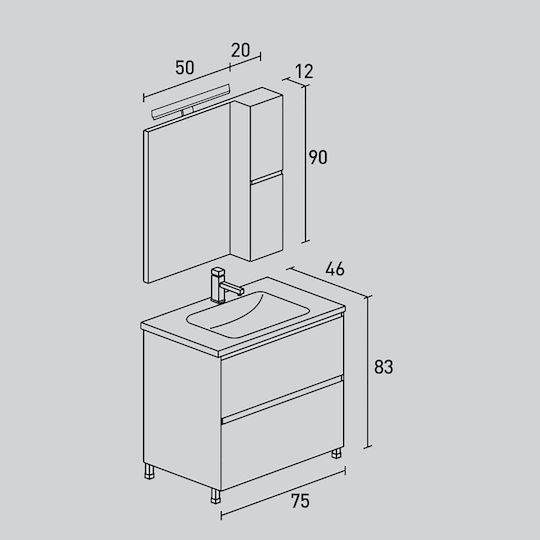 Pro Bagno Countertop without Sink White
