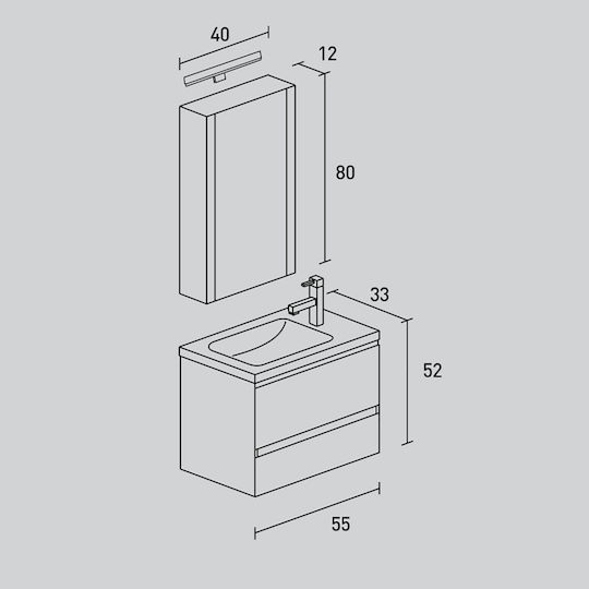 Pro Bagno Πάγκος χωρίς Νιπτήρα Γκρι Pro Bagno Πάγκος χωρίς Νιπτήρα Γκρι