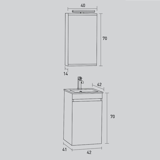 Pro Bagno Πάγκος με Νιπτήρα & Καθρέπτη Μπεζ Pro Bagno Πάγκος με Νιπτήρα & Καθρέπτη Μπεζ