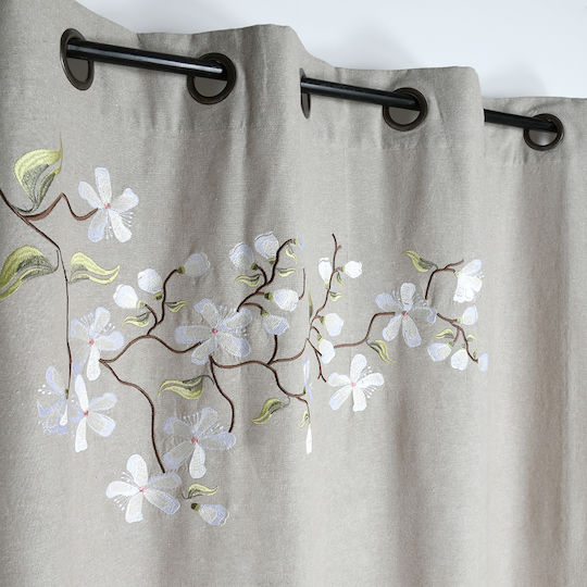 Κουρτίνα με Τρουκς Printemps Γκρι 140x260εκ.