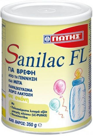 Γιώτης Γάλα σε Σκόνη Sanilac FL Χωρίς Λακτόζη για 0+ Μηνών 400gr
