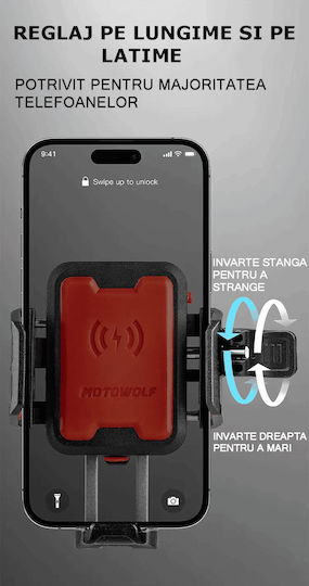 Motowolf Mh1 Suport Telefon din Aluminiu pentru Motocicletă Atv Scooter Anti-vibrații pentru Ghidon