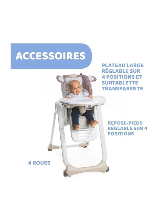 Chicco Polly 2 Start Αναδιπλούμενο Καρεκλάκι Φαγητού με Ρυθμιζόμενο Ύψος Monkey