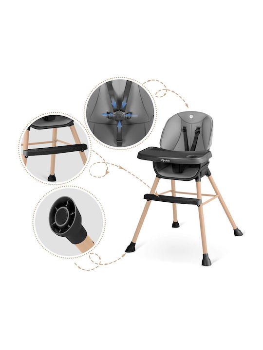 Nukido Tilo Baby Highchair 3 in 1 with Adjustable Height Gray