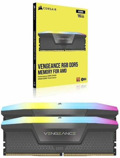 Corsair Vengeance RGB DDR5 32GB RAM με 2x16GB Modules και Ταχύτητα 6000 για Desktop