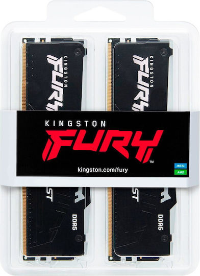 Kingston FURY Beast RGB DDR5 64GB RAM με 2x32GB Modules και Ταχύτητα 6000 για Desktop
