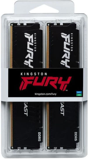 Kingston Fury Beast DDR5 16GB RAM με 2x8GB Modules και Ταχύτητα 5600 για Desktop