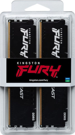 Kingston Fury Beast DDR5 32GB RAM με 2x16GB Modules και Ταχύτητα 5600 για Desktop