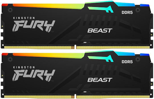 Kingston Fury Beast RGB DDR5 16GB RAM with 2x8GB Modules and Speed 5600 for Desktop