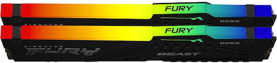 Kingston Fury Beast RGB DDR5 64GB RAM με 2x32GB Modules και Ταχύτητα 5200 για Desktop