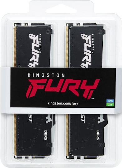 Kingston Fury Beast RGB DDR5 64GB RAM με 2x32GB Modules και Ταχύτητα 5200 για Desktop