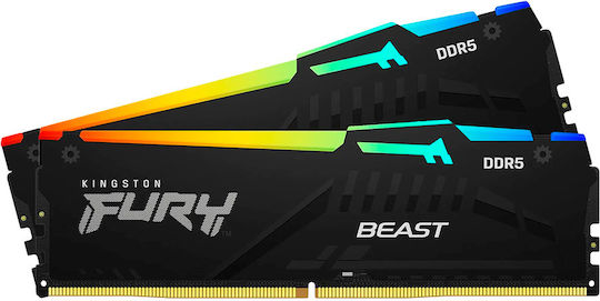 Kingston Fury Beast RGB DDR5 64GB RAM με 2x32GB Modules και Ταχύτητα 5200 για Desktop