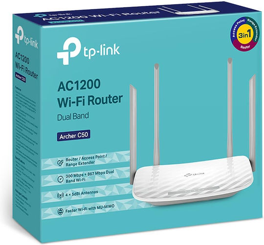TP-LINK Archer C50 v6 Ασύρματο Router Wi‑Fi 5 με 4 Θύρες