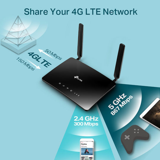 TP-LINK Archer MR400 v1 Ασύρματο 4G Router Wi‑Fi 5 με 3 Θύρες