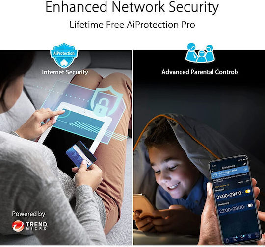 Asus RT-AXE7800 Безжичен Рутер Wi-Fi 6E с 5 Порта Gigabit Ethernet