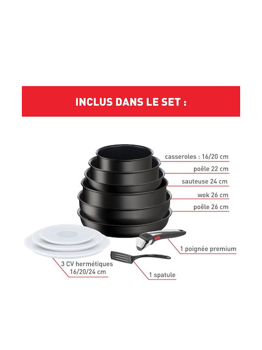 Tefal Ingenio Eco Resist Set De Vase De Gătit Negre 6 Piese