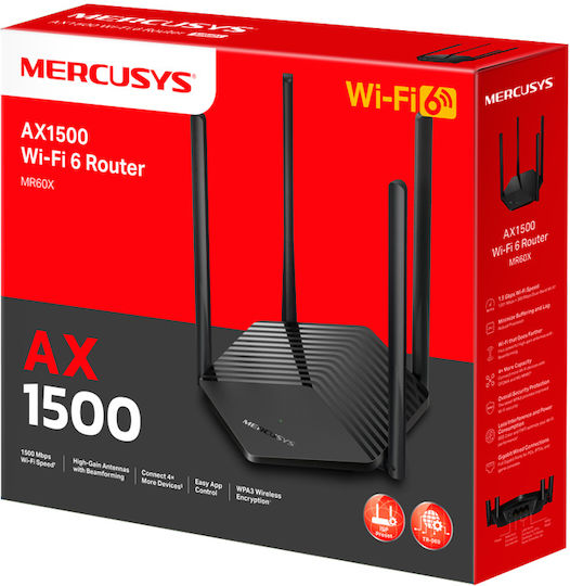 Mercusys Mr60x v1 Ασύρματο Router Wi‑Fi 5 με 2 Θύρες Gigabit