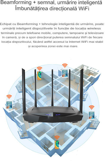 Tenda AC7 Drahtlos Router Wi‑Fi 5 mit 3 Anschlüssen Ethernet