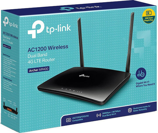 TP-LINK Archer MR400 v2 Ασύρματο 4G Router Wi‑Fi 5 με 3 Θύρες