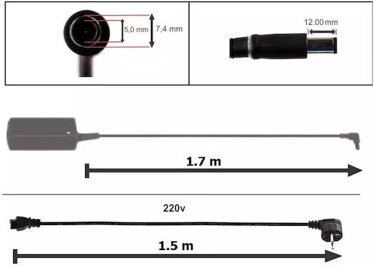 Încărcător Laptop 65W 19.5V 3.34A Pentru Dell
