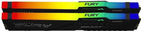 Kingston Fury Beast RGB DDR5 64GB RAM with 2x32GB Modules and Speed 6400 for Desktop