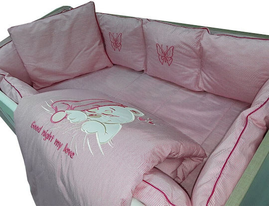 Beboulino Set Für Krippe Embroidery Lines Rosa 8Stück