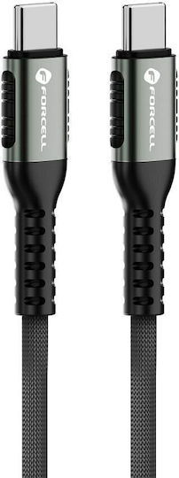 Forcell USB 2.0 Cable USB-C male - USB-C 100W Μαύρο 0.25m 303112