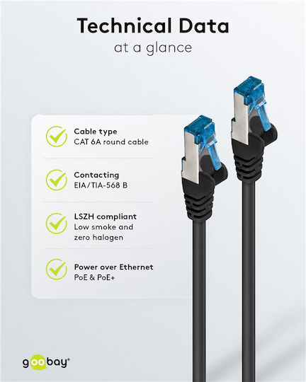 Goobay S/FTP Kat.6a (Gigabit) Netzwerkkabel Ethernet 0.5m Schwarzes