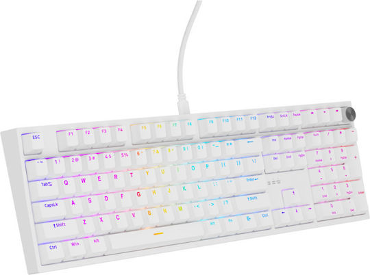 Genesis Thor 404 Gaming Mechanical Keyboard Tenkeyless with Gateron Yellow Pro switches and RGB lighting (English US) White