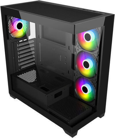 FSP/Fortron M340 Gaming Midi Tower Κουτί Υπολογιστή με Πλαϊνό Παράθυρο και ARGB Φωτισμό Μαύρο