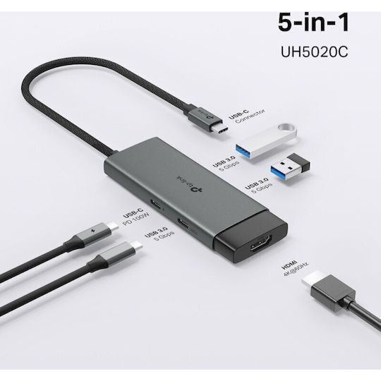 TP-LINK UH5020C USB-C Docking Station mit HDMI 4K PD Gray