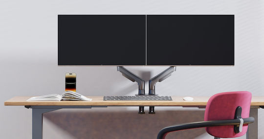 North Bayou NB F160B Stand Desk Mounted for 2 Monitors up to 27" with Arm