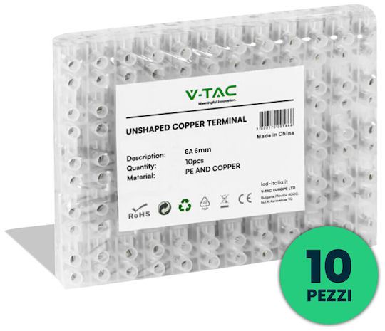 V-tac 11801 Ungeformte Kupferklemmen 6a 6mm 10 Stück/Set