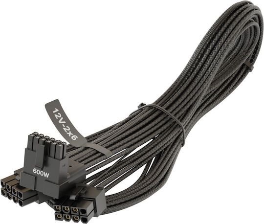 Seasonic Wa2v16881bw Захранващ кабел 2x 8-пинов към 1x 90° 12v-2x6 70 см ATX 3 PCIe 5 600W Черен