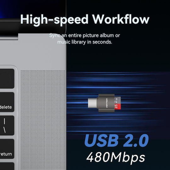 Vention Card Reader Type-C για microSD