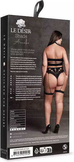 Shots Sexy Σετ Εσωρούχων με Ζαρτιέρες Μαύρο Plus Size 3τμχ
