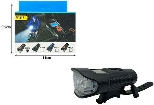 FY-317 Rechargeable Front Bicycle Light with Horn Black