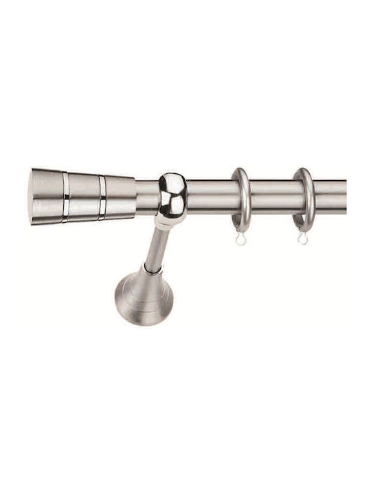 Enis by Domus Metallic Curtain Pole Samothraki Double with Rail Φ25mm 160cm Nickel Matte - Chrome
