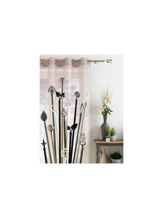 Extendable Metallic Curtain Pole Bullette Single Φ19mm 120-210cm Noir / Argent 120-210cm