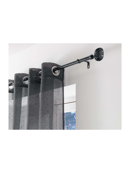 Extendable Metallic Curtain Pole Bullette Single Φ19mm 120-210cm Noir / Argent 120-210cm
