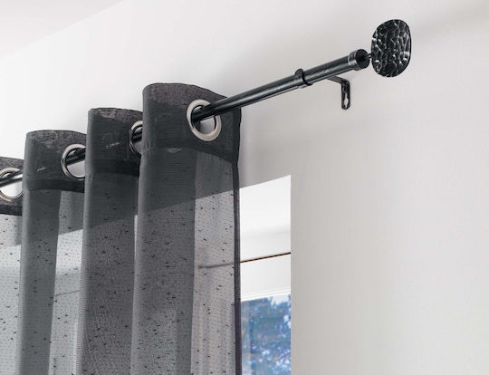 Extendable Metallic Curtain Pole Bullette Single Φ19mm 120-210cm Noir / Argent 120-210cm