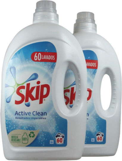 Skip Active Clean Υγρό Απορρυπαντικό για Χρωματιστά Ρούχα 3lt (60 Μεζούρες)