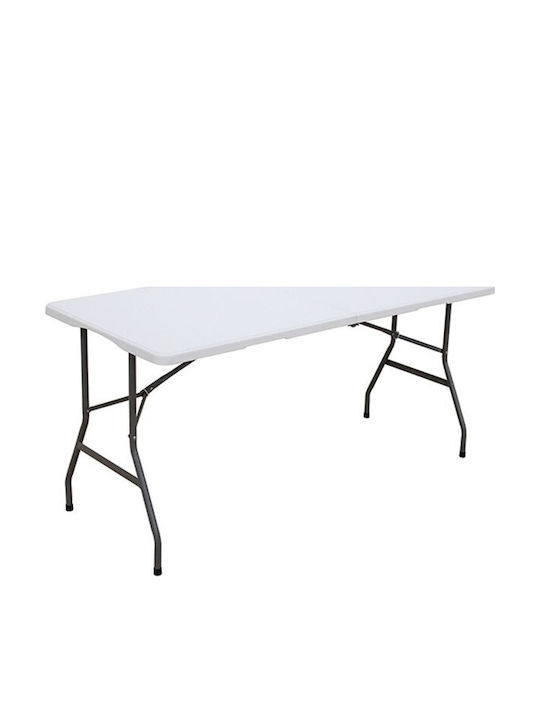 Plastic Masa Catering pentru spații exterioare Pliabil cu schelet metalic Alb 244x75x74buc