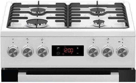 Beko Κουζίνα Φυσικού Αερίου & Ρεύματος 55lt με Εστίες Φυσικού Αερίου Π50εκ. Λευκή