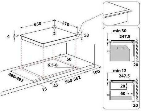 Whirlpool Plită cu Inducție Autonom cu Funcție de Blocare 65x60.5εκ.